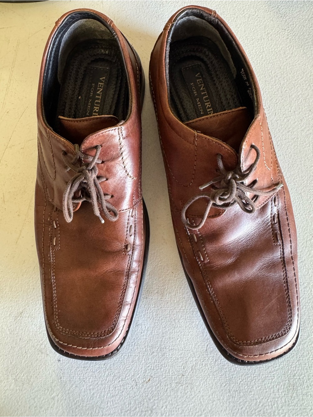 VENTURINI Men's Brown Leather Lace-Up Derby Oxfords🫶9M